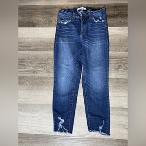 KanCan Skinny Women's Blue Distressed Frayed Hem Stretch size 7 size 27
